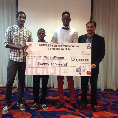 Third place winners (from left): Adam Suite, Adrian Edwards and Aaron Suite, with Andre Thompson 